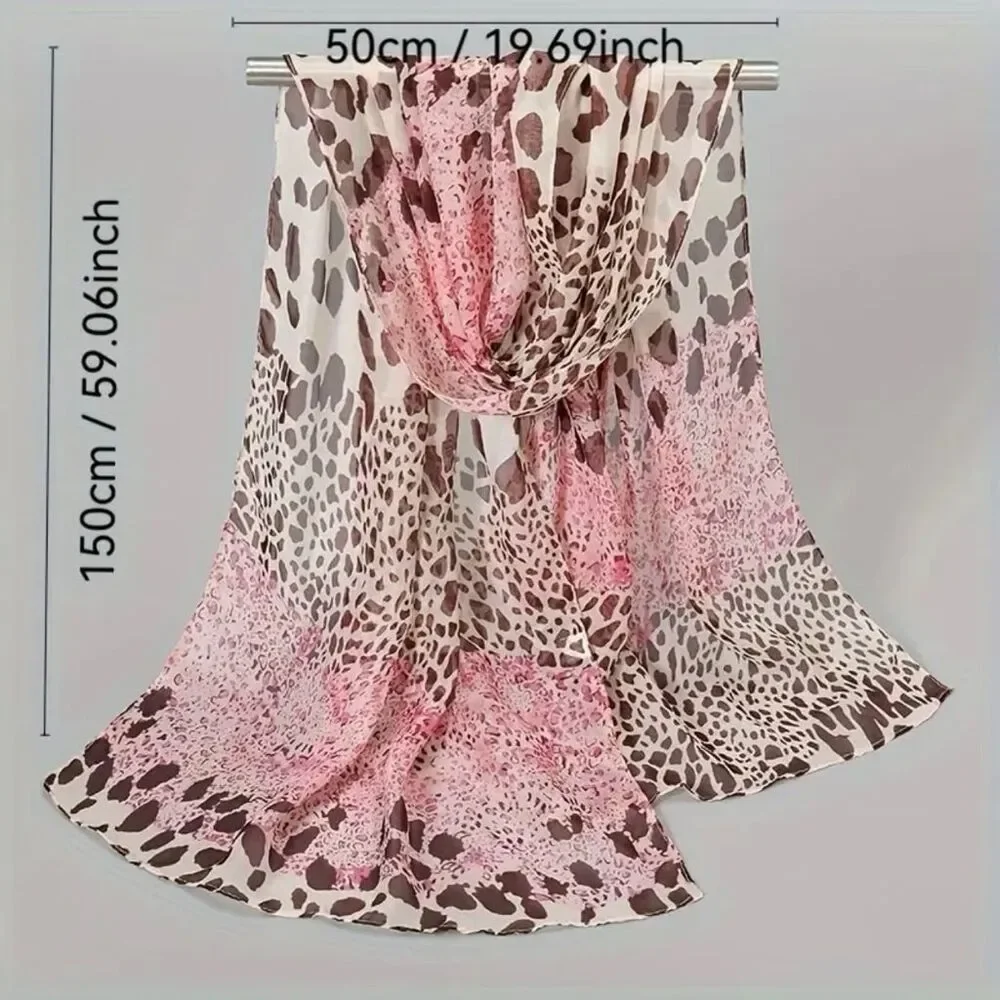 Leopard Print Scarf Sheer 58'x18' Dark Brown Coffee NWT